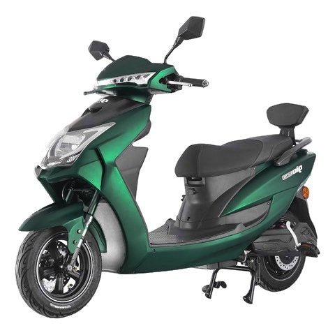 GIO Phoenix PR electric scooter in green, front three-quarter view