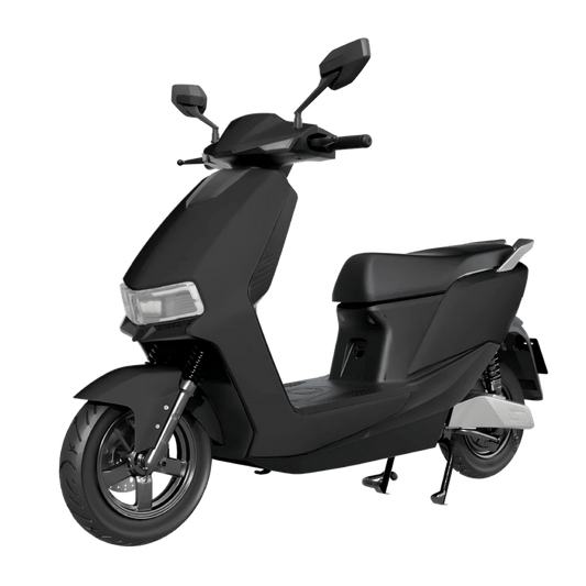GIO Supra PRO electric scooter in black, front three-quarter view